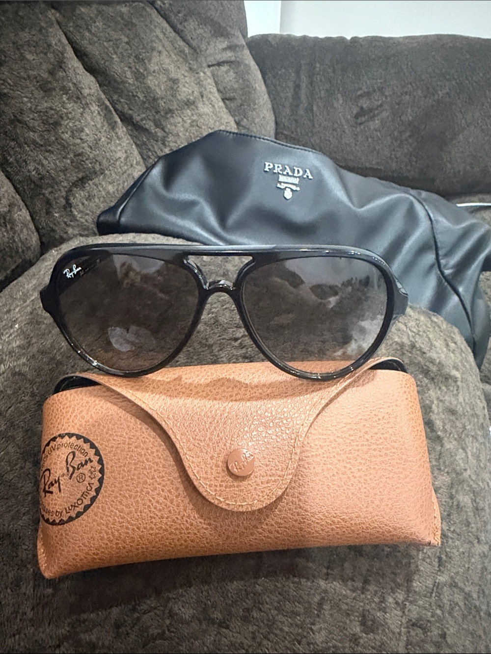 Ray-Ban Black Sunglasses with Tan Case